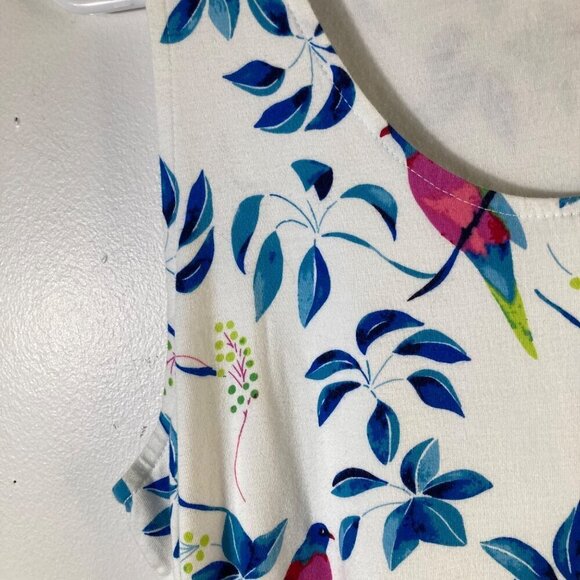 Womens Motherhood Maternity Stretch Dress Ruched Sides Floral Bird M - Picture 4 of 9